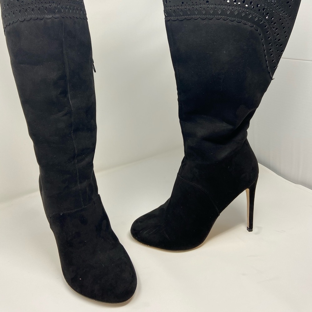 Black suede knee high boots size 10